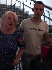The young man fucks the fat granny with all his might and makes her scream in pleasure
